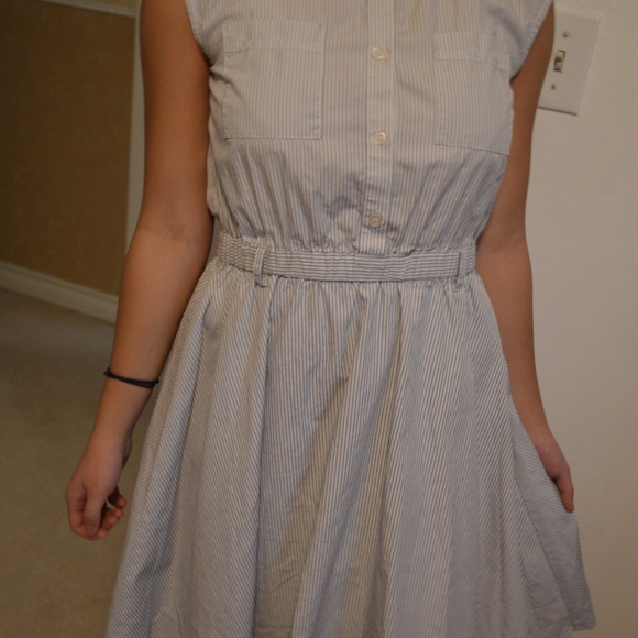 Ray Beams Blue and White Stripes A-line Dress - Picture 5 of 6